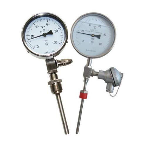 Remote transmission bimetallic thermometer
