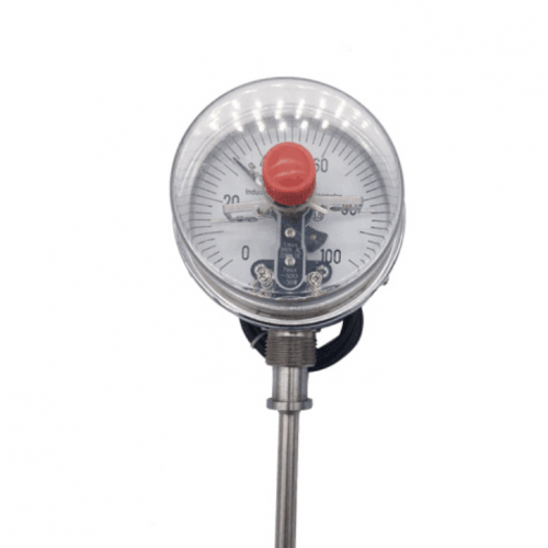 Stainless steel electric contact bimetallic thermometer