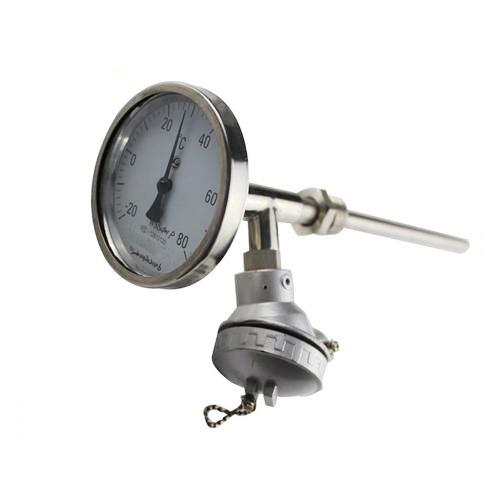 Thermal resistance bimetallic thermometer